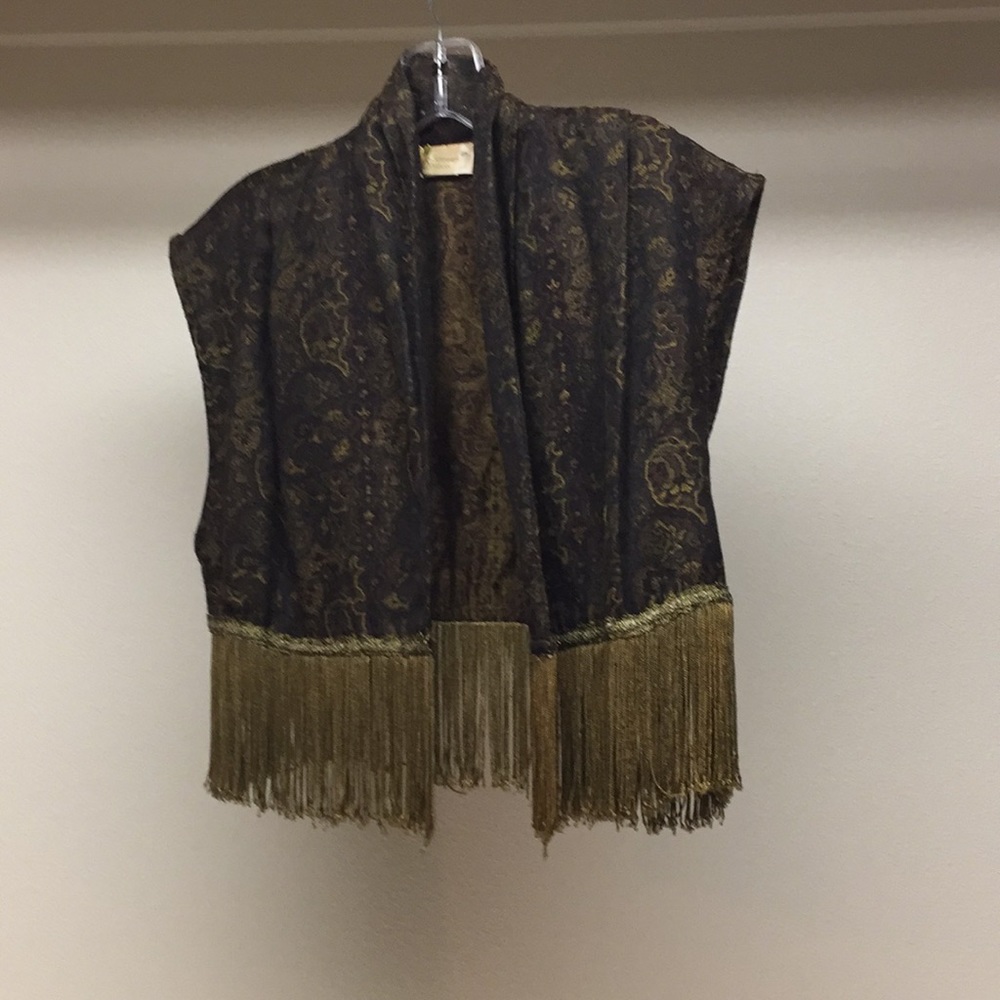Darling acetate & fringe vest in muted golds